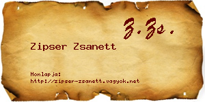 Zipser Zsanett névjegykártya